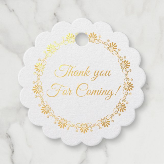 Extravagante Goldgrenze Danke Monogram Wedding Geschenkanhänger (Vorderseite)