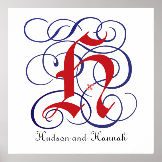 Extravagante Gothic Caps Letter H, 300dpi PNG Post Poster
