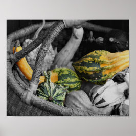 Extravagante Gourds in einem Korbweidekorb, teilwe Poster