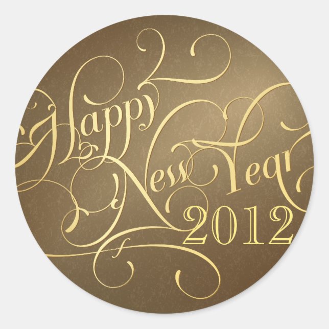 Extravagante Happy New Year Stickers - Gold (Vorderseite)