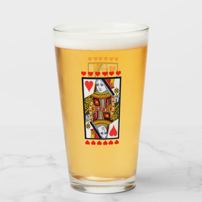 Extravagante Herzqueen Playing Card Glas (Vorne (Gefüllt))