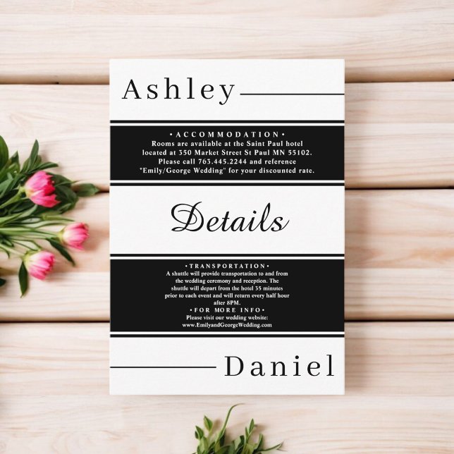 Extravagante Hochzeit mit eleganten Schwarz-Weiß-S Begleitkarte (Von Creator hochgeladen)