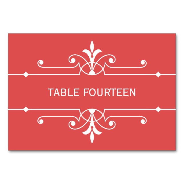 Extravagante Hochzeitskarte Tischnummer (Vorderseite)