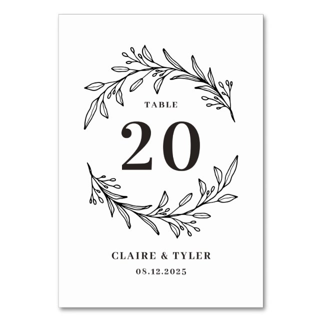 Extravagante Initial EDITABLE COLOR-Tischnummer Tischnummer (Vorderseite)