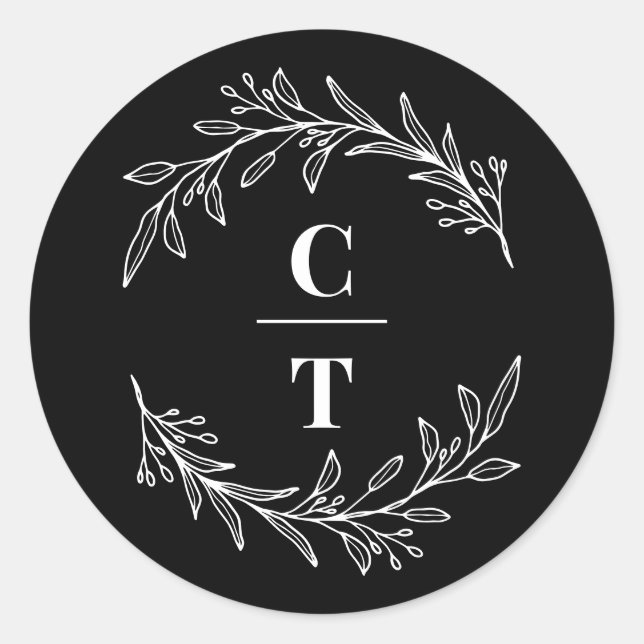 Extravagante Initials bearbeitbare Farbkleber für  Runder Aufkleber (Vorderseite)