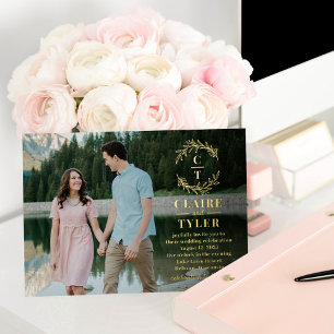 Extravagante Initials FOIL Foto Hochzeit Einladung