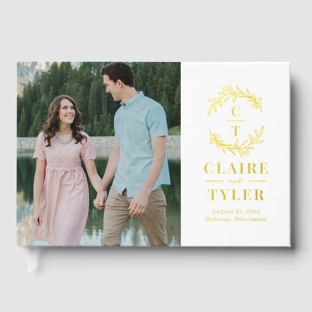 Extravagante Initials Foil Wedding Gästebuch (Vorderseite)