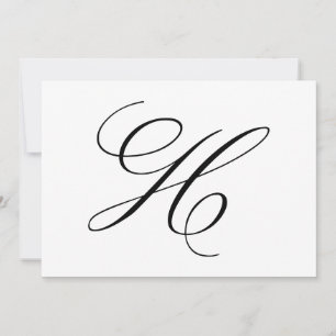Extravagante Kalligrafie Letter H Monogram Wedding Dankeskarte