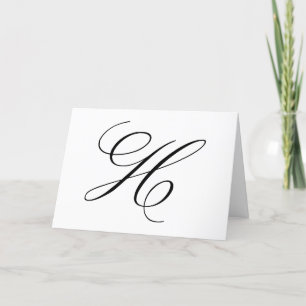 Extravagante Kalligrafie Letter H Monogram Wedding Dankeskarte