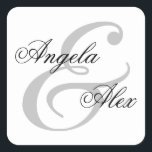 Extravagante Kalligraphie Ampersand Couple Quadratischer Aufkleber<br><div class="desc">Sie können die Farben und Größen des Schriftartes je nach Bedarf in den extravaganten Kalligraphie-Braut & Bräutigam-Ampere und Typografie-Design anpassen. Erstellen Sie Ihre eigene Hochzeitsumgebung Siegel oder bevorzugen Sie Aufkleber. Sie können die Größe des Schriftartes für längere Namen ändern. Hochzeitsaufkleber für Umschläge oder Geschenktaschen.</div>