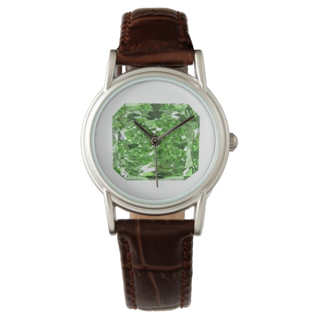 Extravagante Karo-Grüne Funkelgrüne Uhr (Vorderseite)