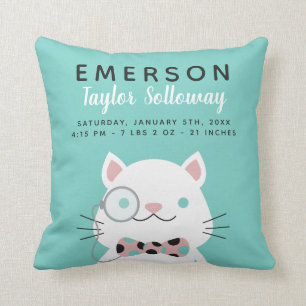 Extravagante Katze mit Monocle-Geburts-Notfall Kissen