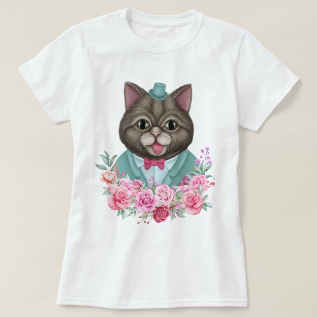 Extravagante Katze T-Shirt (Design vorne)