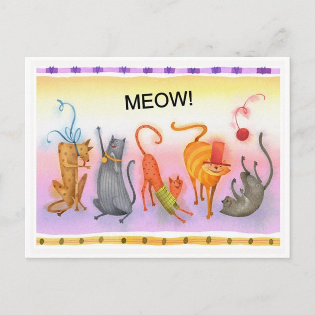 Extravagante Katzen Neuzugabe unserer Zuhause Postkarte (Vorderseite)