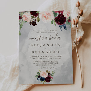 Extravagante klassische Blume Nuestra Boda Einladu Einladung