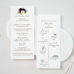Extravagante klassische Blume Timeline Hochzeit Programm