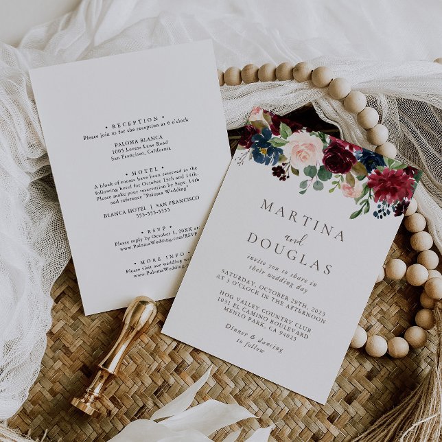 Extravagante klassische Rose Back & Front Hochzeit Einladung (Von Creator hochgeladen)