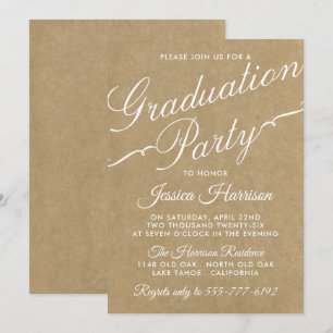 Extravagante Kraft Typografy Graduation Party Einladung