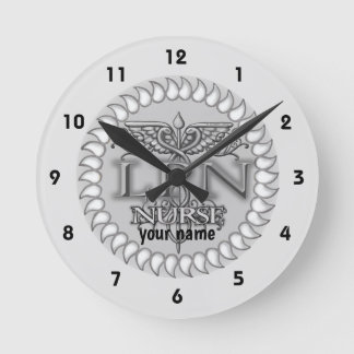 Extravagante Krankenschwester Caduceus LPN Runde Wanduhr