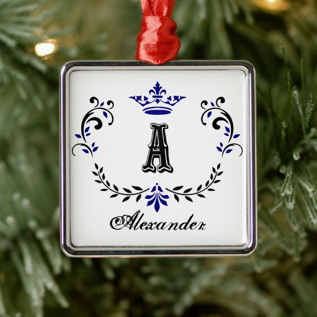 Extravagante Kronenkreuzmonogramm A Ornament Aus Metall (Baum)