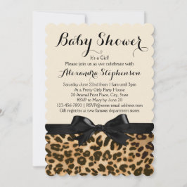 Extravagante Leopard Black Bow Girl Babydusche Einladung