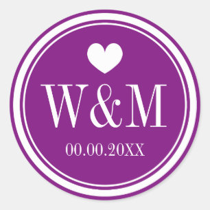 Extravagante lila Hochzeitsticker Runder Aufkleber