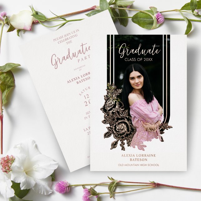 Extravagante Luxus Trendy Floral Arch Graduation P Folieneinladung (Von Creator hochgeladen)