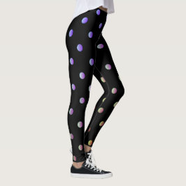 Extravagante Mauve Beige und Black Retro Polka Dot Leggings