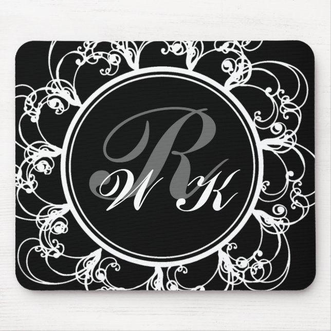Extravagante mit Monogramm Mausunterlage Mousepad (Vorne)