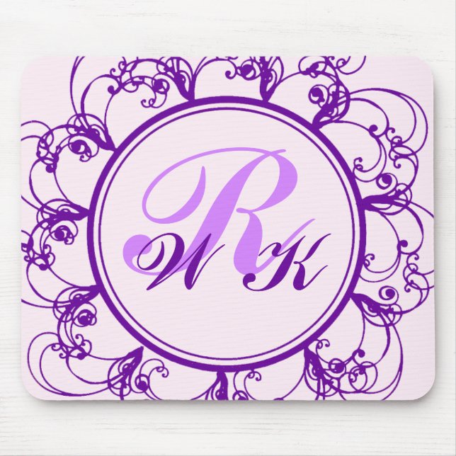 Extravagante mit Monogramm Mausunterlage Mousepad (Vorne)