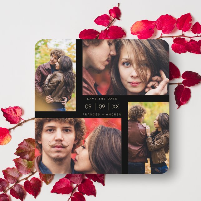 Extravagante moderne 4 Fotos Minimalistische Hochz Save The Date (Von Creator hochgeladen)