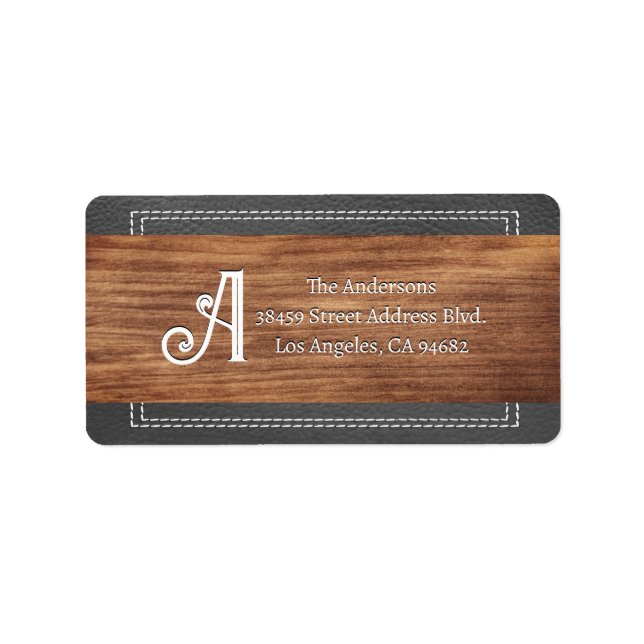 Extravagante Monogramm | Doppelgeheftes Leder | Ho Adressaufkleber (Vorne)