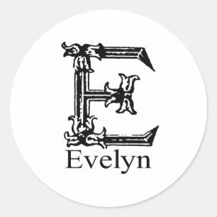 Extravagante Monogramm: Evelyn Runder Aufkleber
