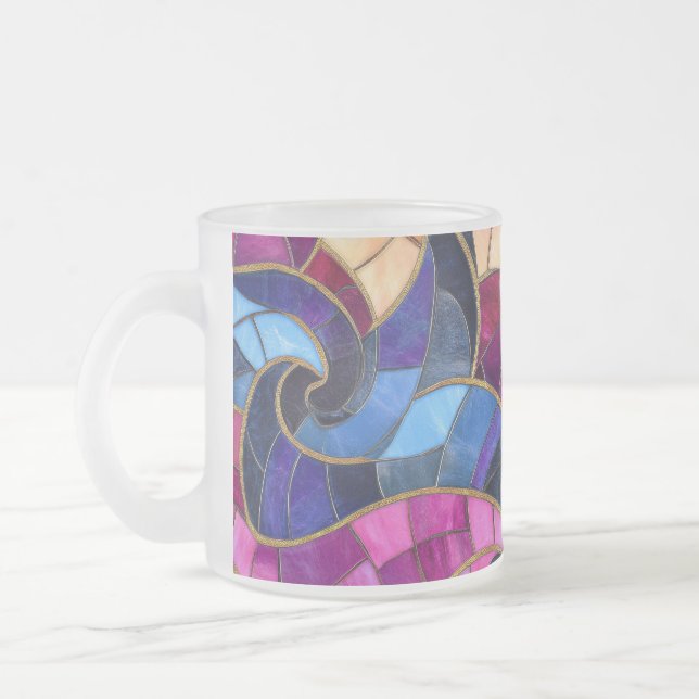 Extravagante Mosaik-Tasse aus Mattiertem Glas Mattglastasse (Links)