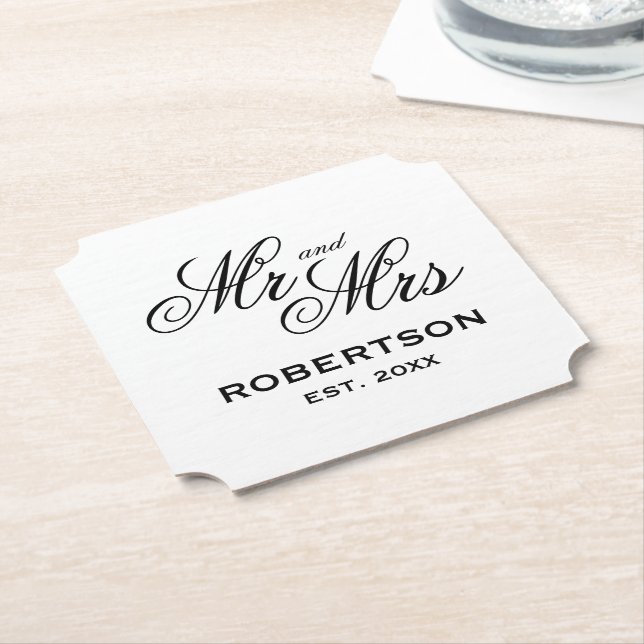 Extravagante Mr und Mrs Hochzeitsfeier Ticket Form Untersetzer (angewinkelt)