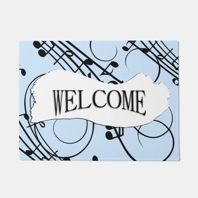 Extravagante Musiknoten Blau Fußmatte (Vorderseite)