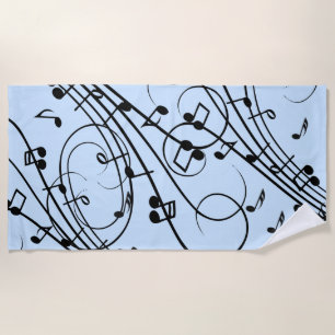 Extravagante Musiknoten Blau Strandtuch