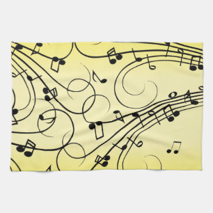 Extravagante Musiknoten gelb Geschirrtuch