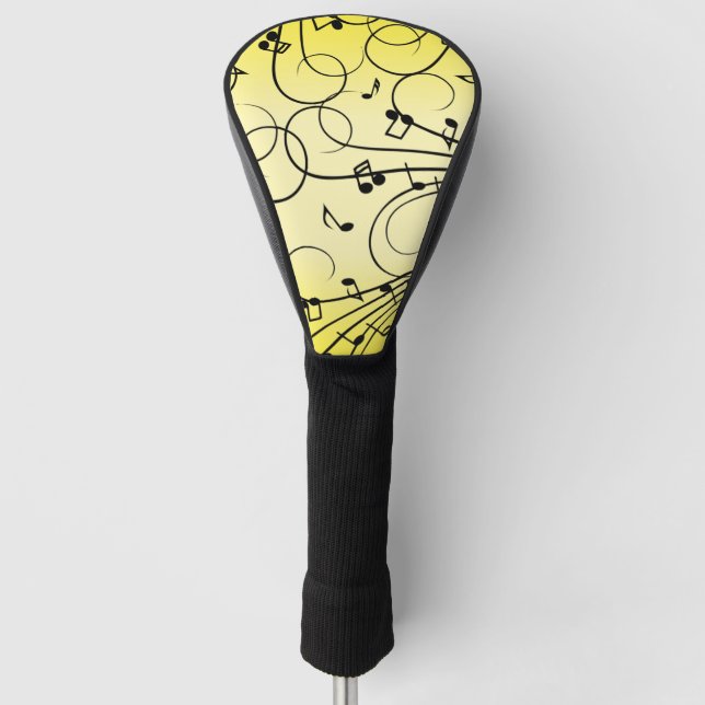 Extravagante Musiknoten gelb Golf Headcover (Vorderseite)
