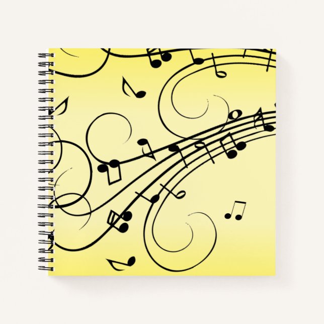 Extravagante Musiknoten gelb Notizbuch (Vorderseite)