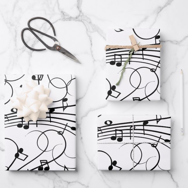 Extravagante Musiknoten Geschenkpapier Set (Vorderseite)