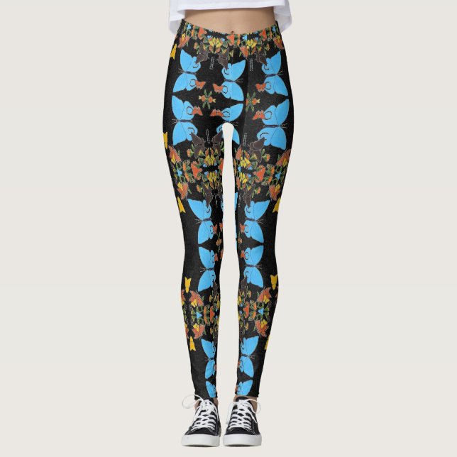 Extravagante Niedliche Schmetterlingskollage entwo Leggings (Vorderseite)
