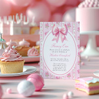 Extravagante One Pink Coquette Bow Geburtstagspart