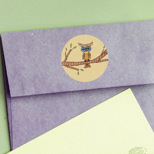 Extravagante Owlingzweig Runder Aufkleber