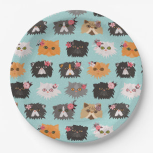 Extravagante persische Katzen Pappteller