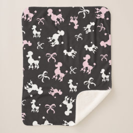 Extravagante Poodles Rosa und Schwarz Sherpadecke