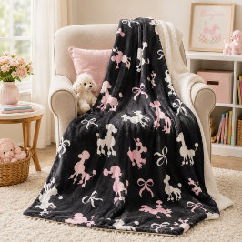 Extravagante Poodles Rosa und Schwarz Sherpadecke