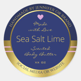 Extravagante Produktverpackungsmarken Blau und Gol Runder Aufkleber