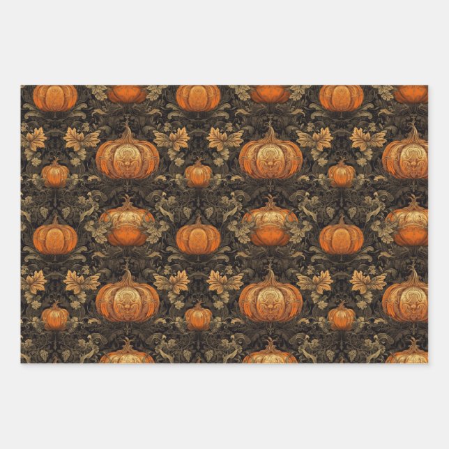 Extravagante Pumpkins Geschenkpapier Set (Vorderseite)
