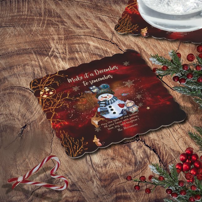 Extravagante RED Gold-Feier mit Charakteren Untersetzer (Fancy RED Gold Holiday Party with Characters Paper Coaster)